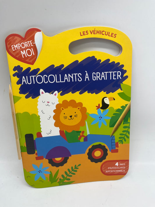 livre d’activité Autocollant à gratter avec son stylet  thème les véhicules YOYO édition Neuf