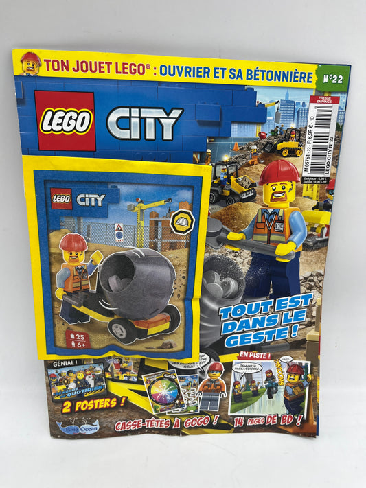 livre d’activité Magazine Lego city  avec sa mini figurine ouvrier avec sa bétonnière Neuf