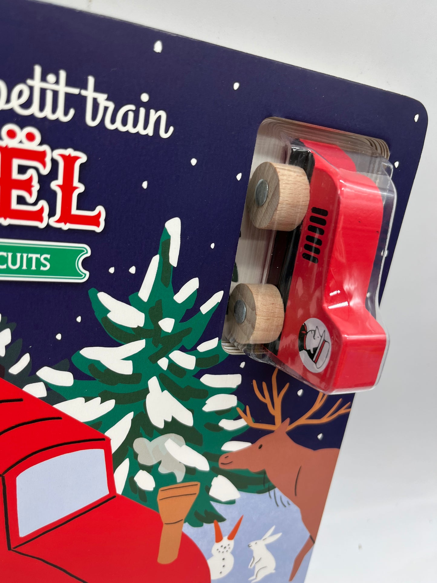 Livre de Noël L’histoire du petit Train de Noël avec sa locomotive en bois et 4 circuits Neuf