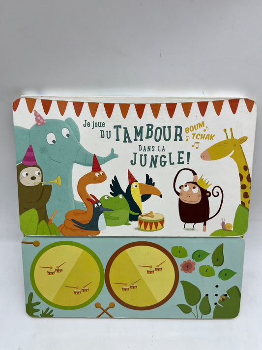 Livre Sonore Musical Joue du tambour dans la jungle Neuf Yoyo édition Jeunesse