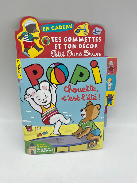 livre d’activité Magazine POPI Chouette c’est l’été Hors serie avec ces gommettes Petit ours Brun Neuf