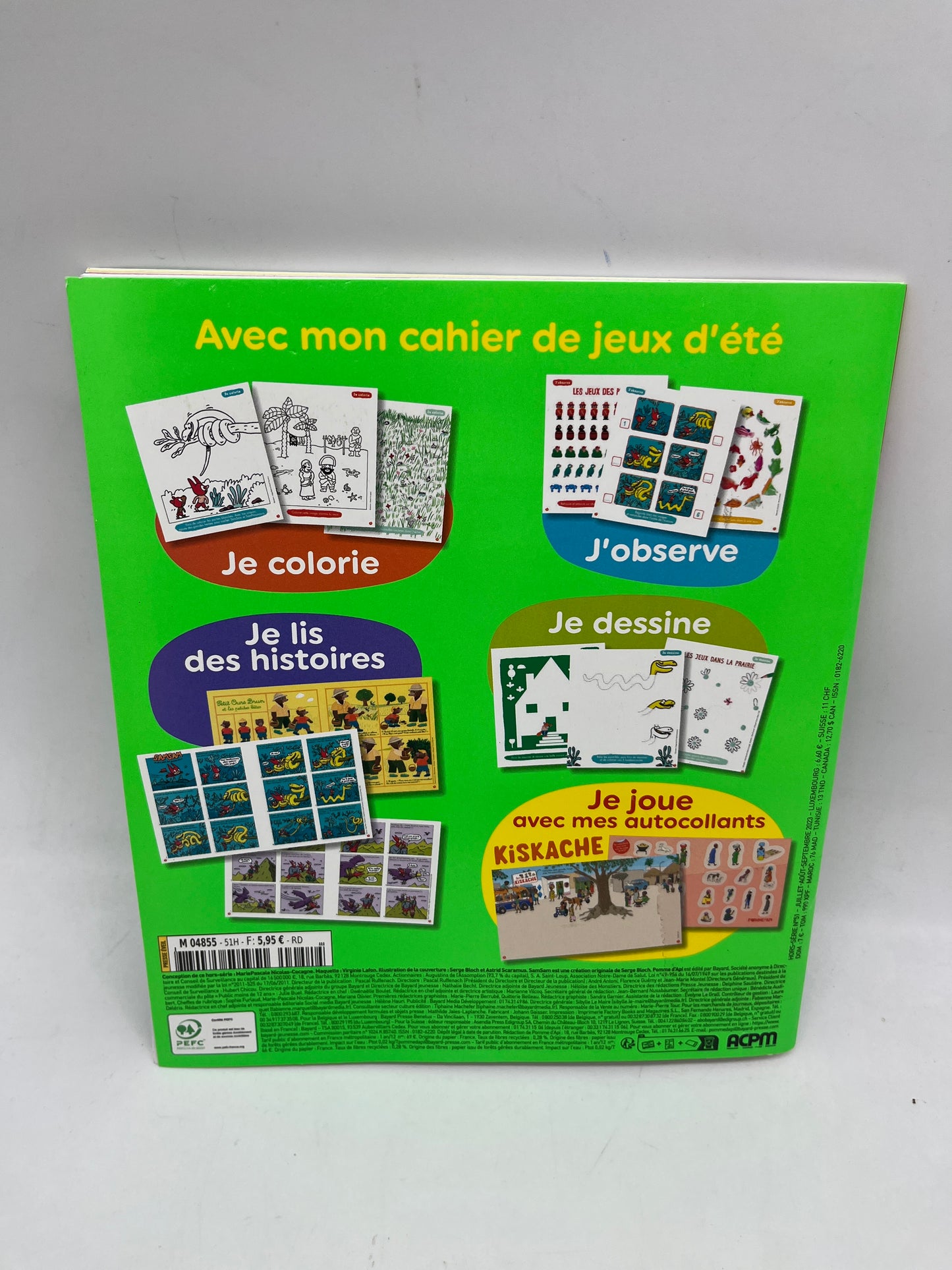 livre d’activite magazine  Pomme d’api mon cahier de  jeu d’été Neuf avec ses crayons