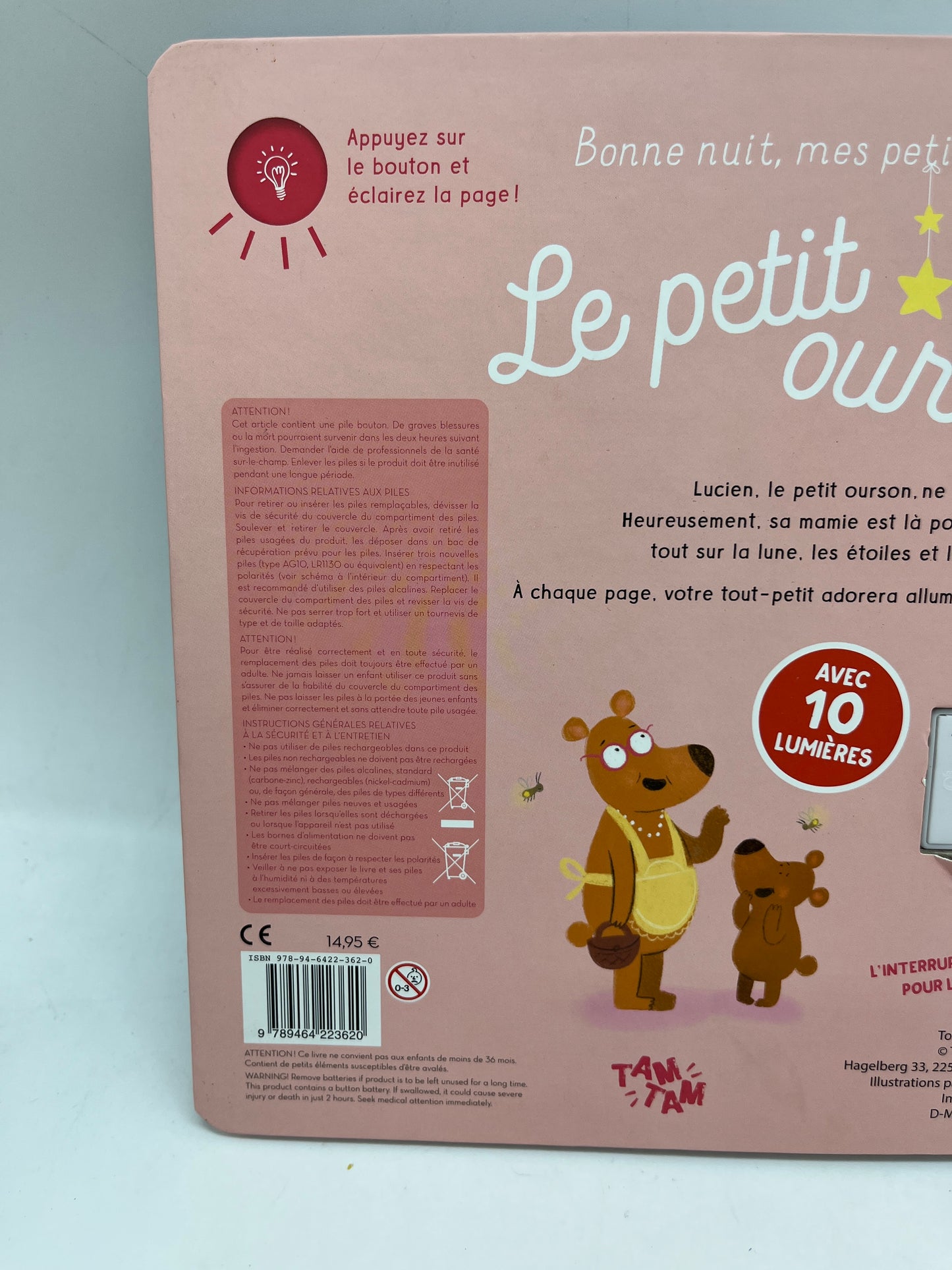 Livre histoire Bonne nuit mes petites étoiles  modèle le petit Ourson livre lumineux tam tam edition Neuf