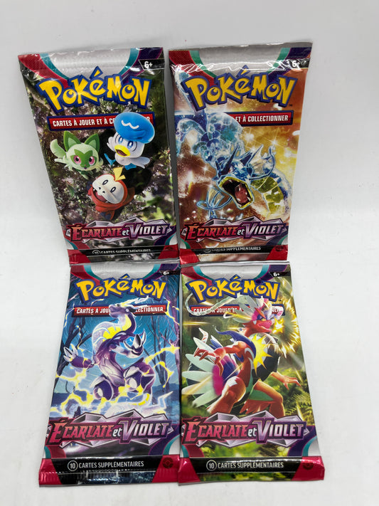 Lot de 4 paquets carte Boosters Pokémon Artset Série EV01 Écarlate et Violet
