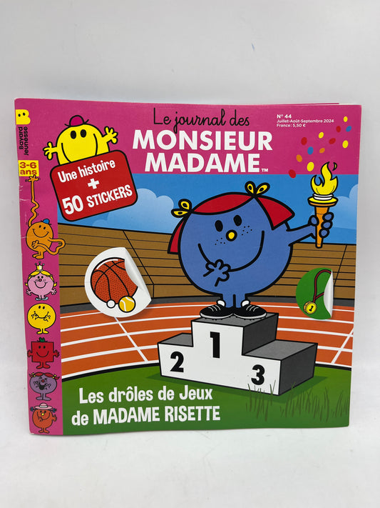 Livre d’activité  Magazine Le journal des Monsieur Madame  Les drôles de Jeux de Madame Risette Neuf avec stickers