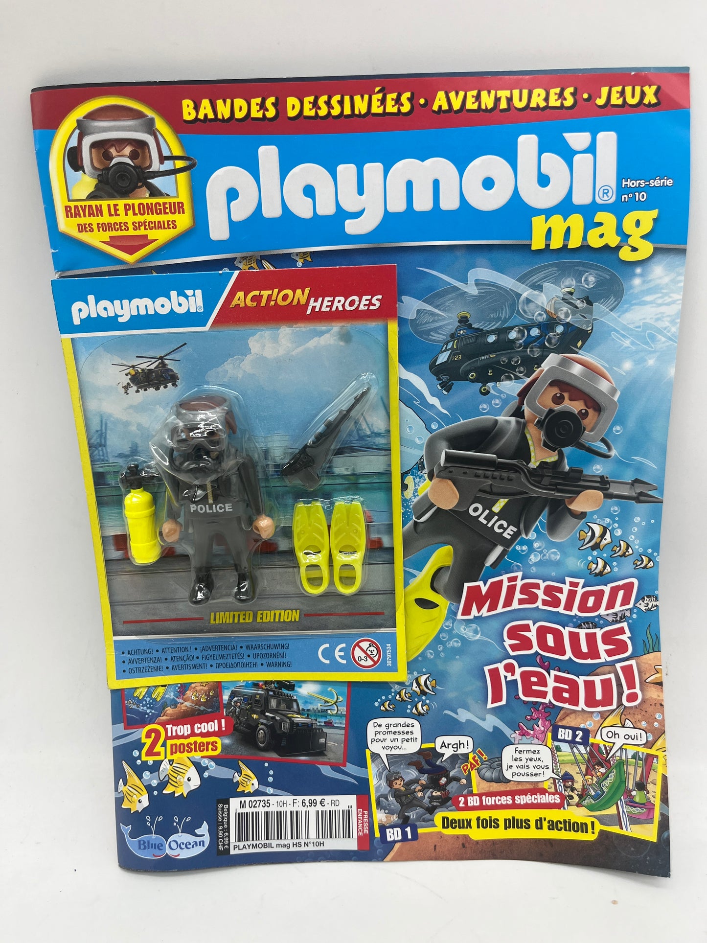 Livre D’activité magazine Playmobil  mag presse avec sa figurine Rayan le plongeur des forces spéciales jamais ouvert Neuf