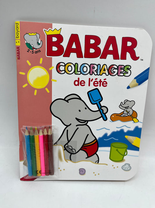 Livre d’activité magazine Babar spécial coloriage jeux d’été gommettes avec ses crayons de couleurs activités histoires neuf !