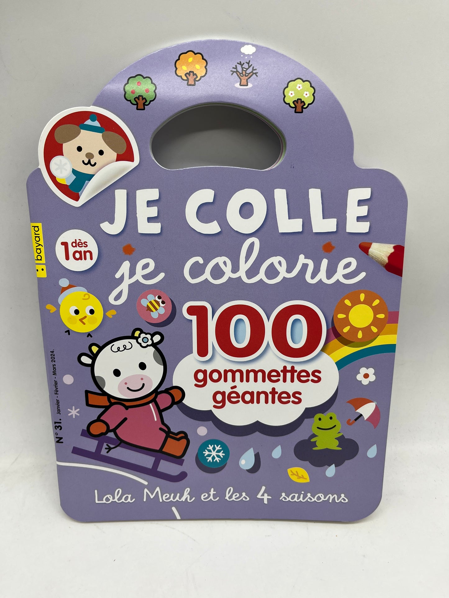 Livre d’activité Magazine Je colle je colorie thème Les 4 saisons Avec imagier Lola Meuh neuf