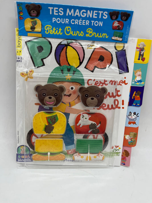 livre d’activité Magazine POPI  avec son petit ours brun aimanté Neuf !