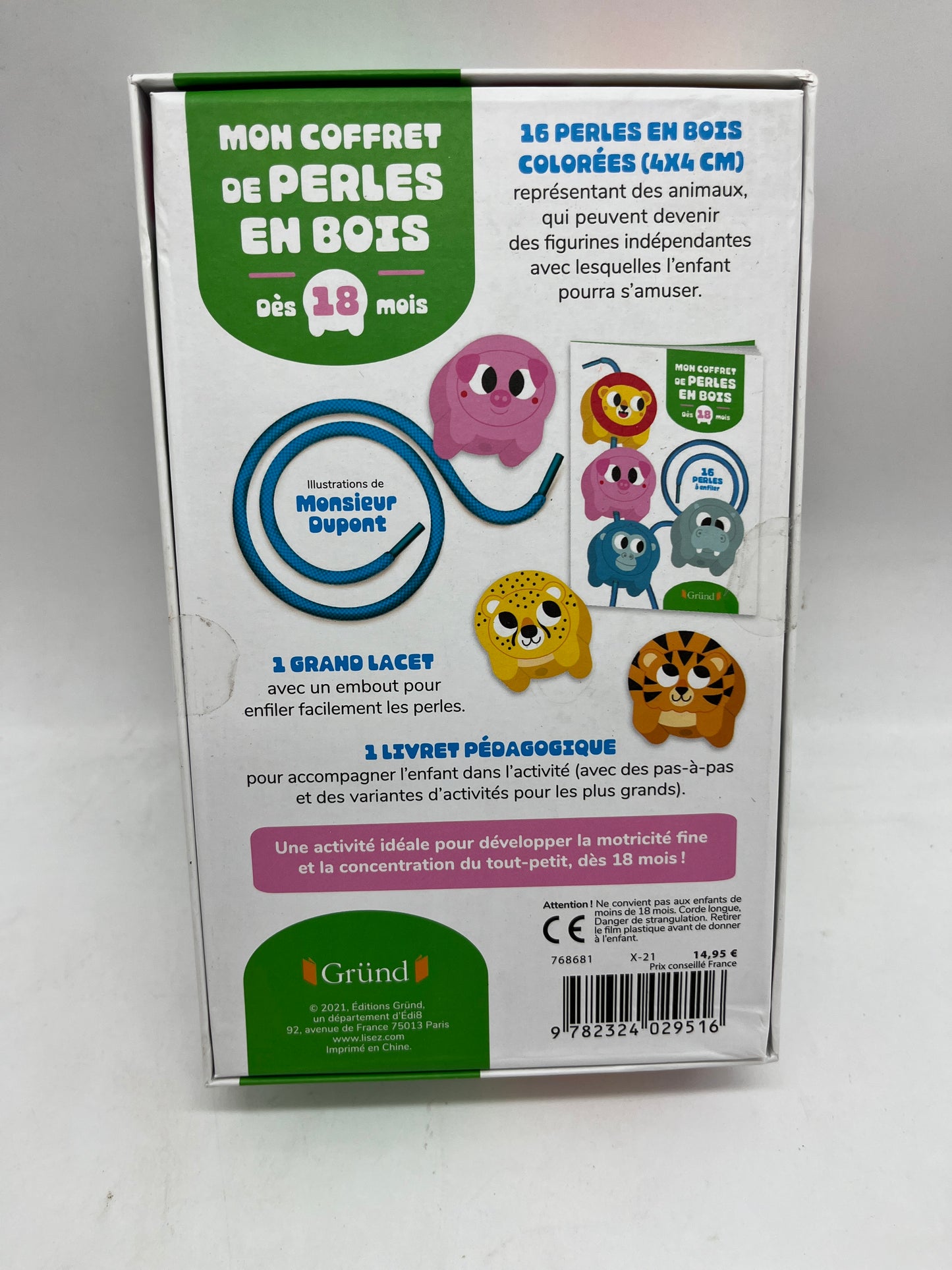 Mon coffret de Perle en Bois activité de motricité Gründ Neuf sous blister