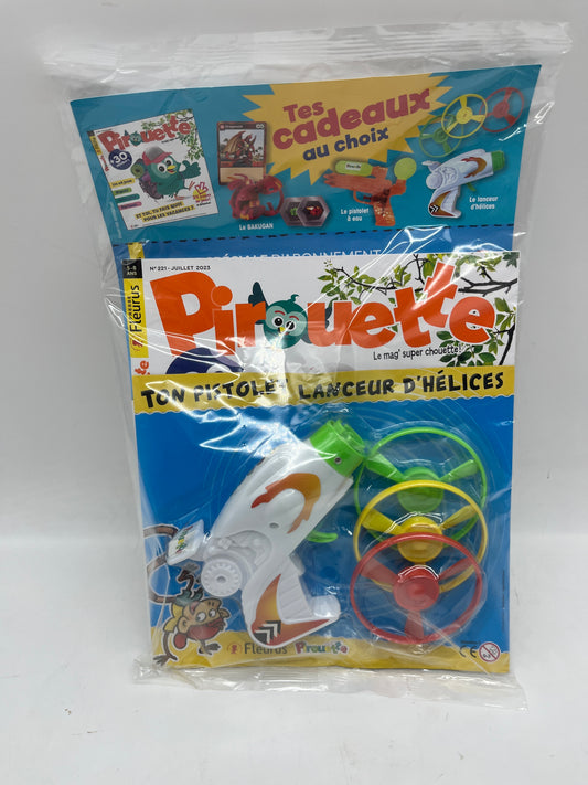 livre d’activité Magazine Pirouette avec son pistolet lance disque Neuf sous blister 5/8 ans