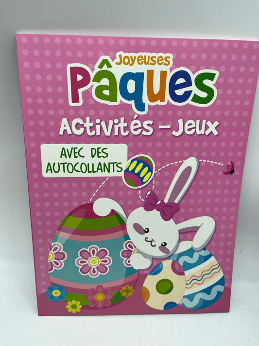 Livre d’activité  Joyeuses Pâques  avec activités - jeux et autocollants Neuf