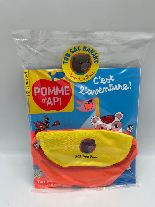 livre d’activite magazine  Pomme d’api Thème Aventure avec sa banane sacoche Petit Ours brun Neuf