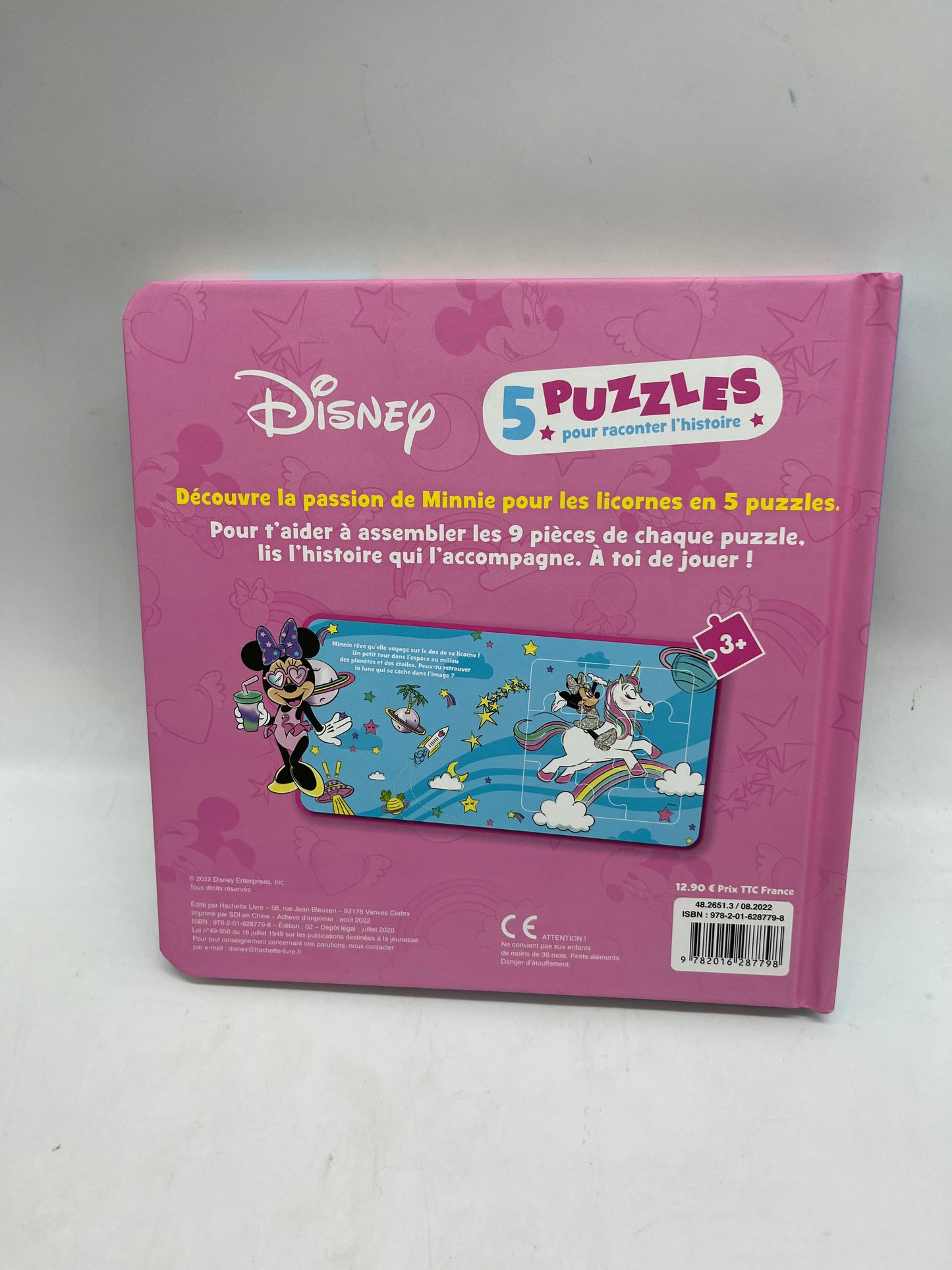 Mon imagier Livre Puzzle thème Disney Licorne Minnie  avec ses 5 puzzles de 9 pièces Neuf