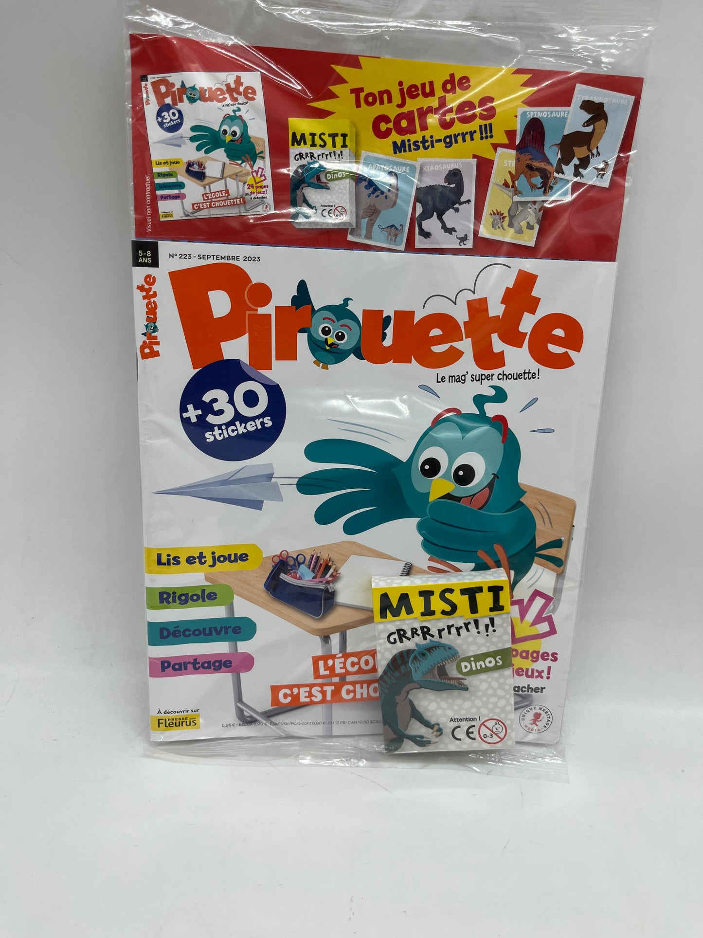 livre d’activité Magazine Pirouette avec son jeu Dinosaure Neuf sous blister 5/8 ans