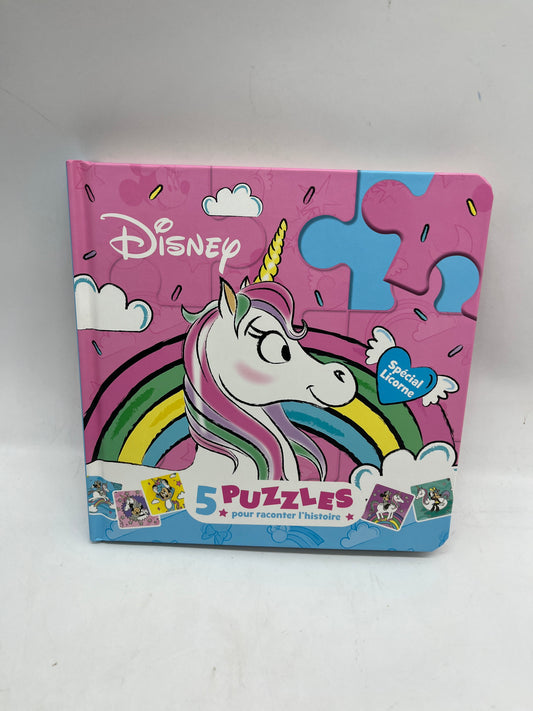 Mon imagier Livre Puzzle thème Disney Licorne Minnie  avec ses 5 puzzles de 9 pièces Neuf