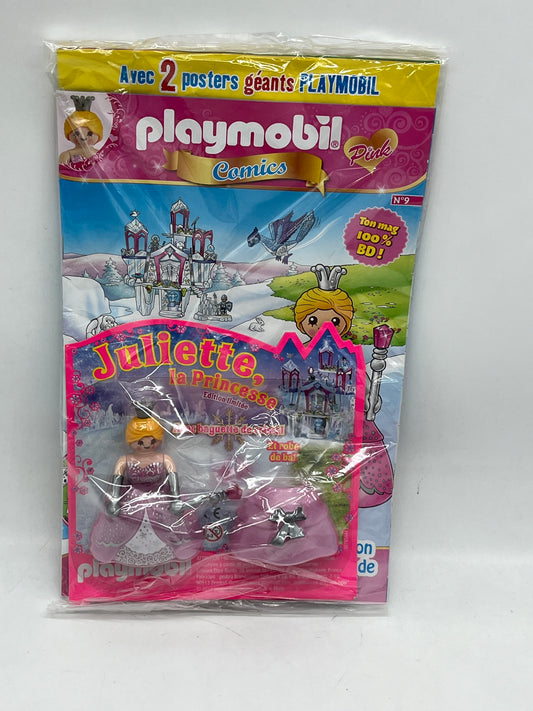 Livre D’activité magazine Playmobil comics mag avec sa figurine  Juliette la princesse avec sa belle robe et sa baguette de crystal ouvert Neuf