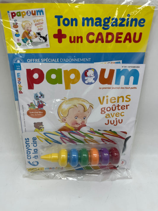 livre d’activité Magazine Papoum avec ses crayons de couleurs ergonomique neuf sous blister!