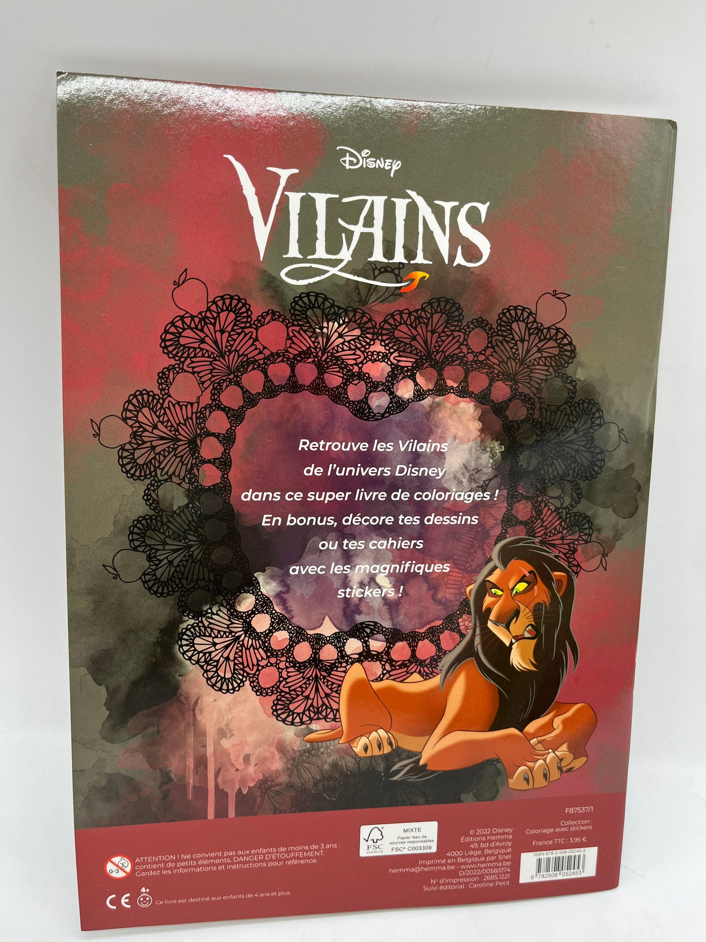 Livre d’activité Magazine disney Les Vilains coloriages +100 autocollants Neuf