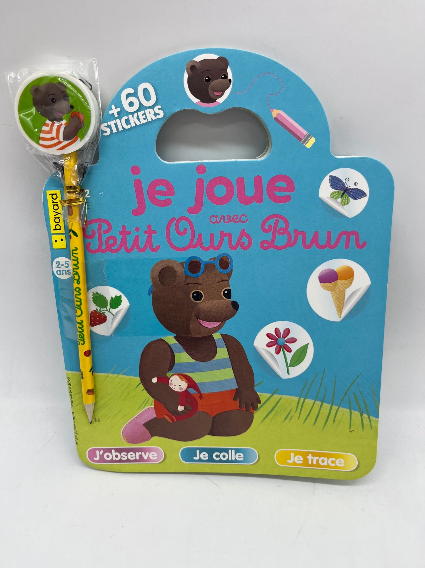 Livre d’activité Magazine Je joue avec Petit ours brun jeux histoire stickers Neuf thème Les vacances ! Jeux activité stickers