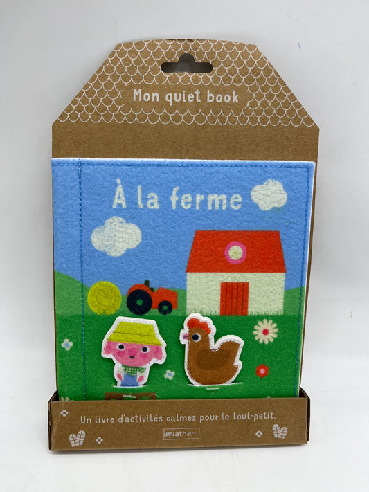 Livre feutrine tissu Quiet Book modèle à la ferme avec ces 2 figurines à déplacer Neuf