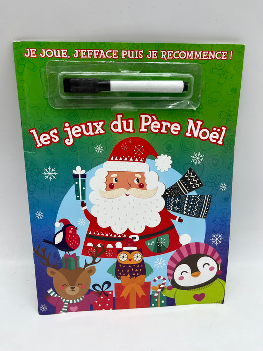 Livre d’activités Spécial Noël avec son feutre effaçable Les jeux du Père Noël Neuf