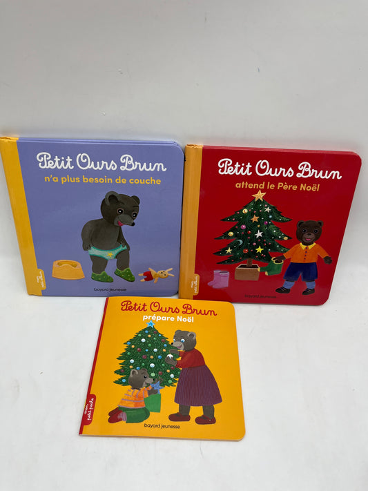 Lot de 3 livres histoires Noël Petit Ours Brun rigide et souple Neuf