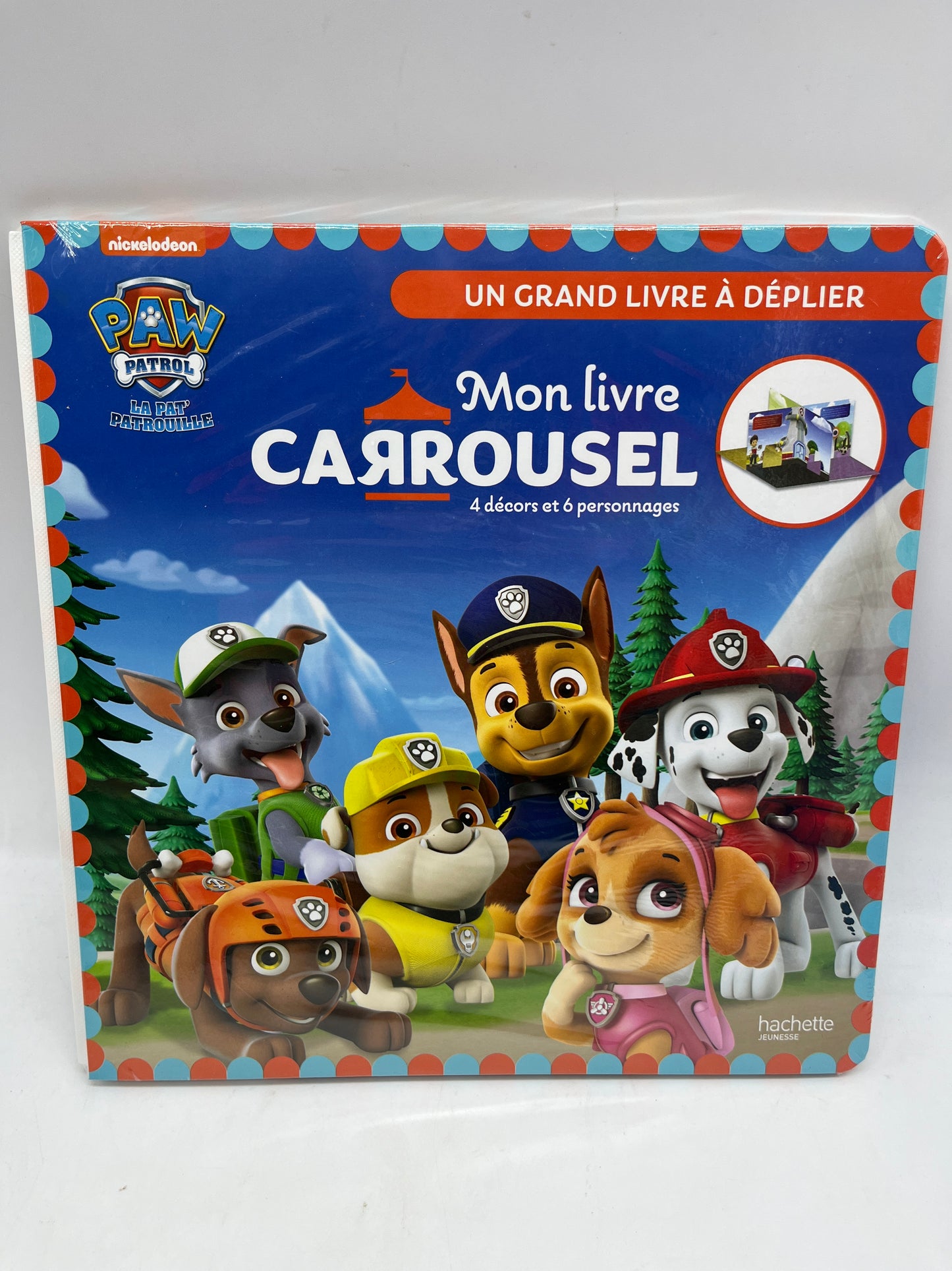 Mon livre Jeu Carrousel Pat Patrouille livre à deplier avec 4 décors et 6 personnages Neuf