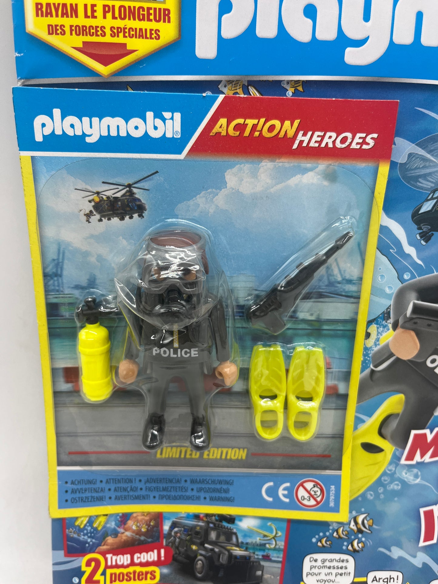 Livre D’activité magazine Playmobil  mag presse avec sa figurine Rayan le plongeur des forces spéciales jamais ouvert Neuf