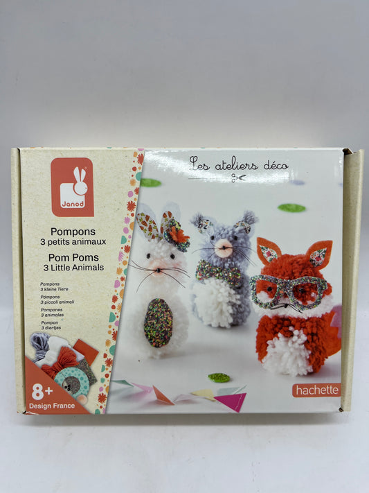 Coffret atelier créatif manuelle Janod Ponpon 3 petits animaux  activité manuelle EditionJanod Neuf