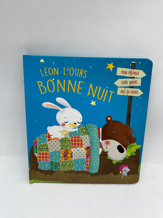 Livre histoire Leon l’Ours bonne nuit livré pop up animé avec rabats tam tam edition Neuf