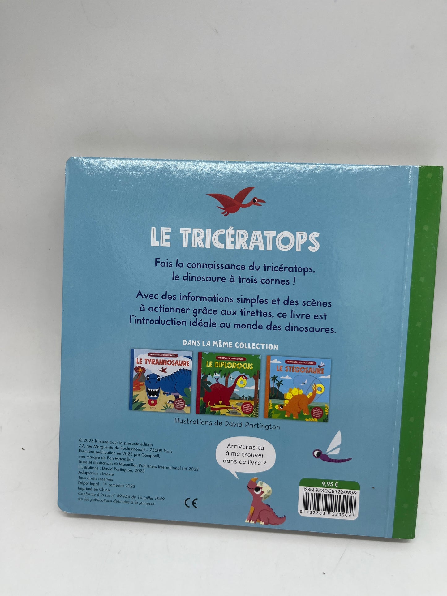 livre  Dinosaure Le Tricératops livre animé avec tirette édition Kimane Neuf