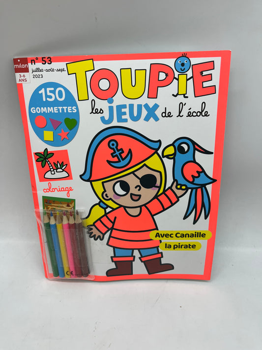 Livre d’activité Magazine TOUPIE les jeux de l’école avec ses 175 gommettes Thème Pirate Neuf