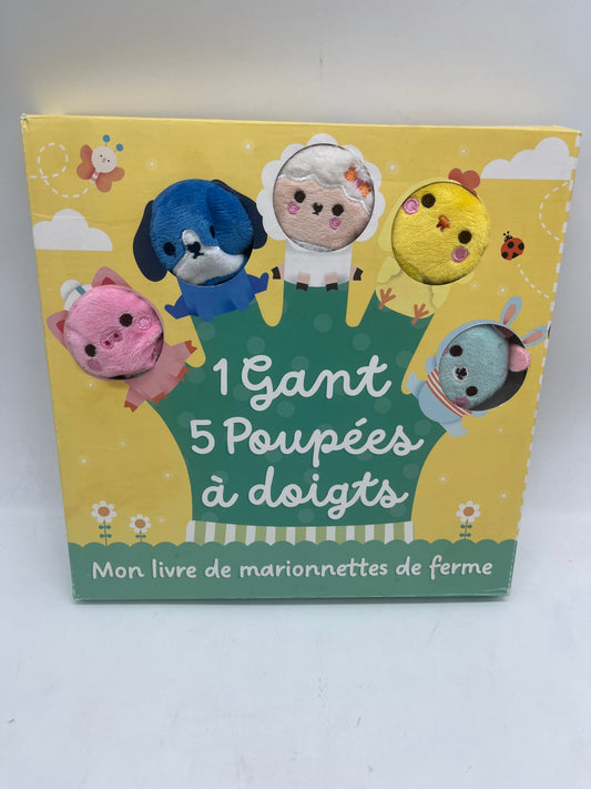 Coffret mon livre Marionnettes avec son gant pour animé l’histoire thème à la ferme  Neuf