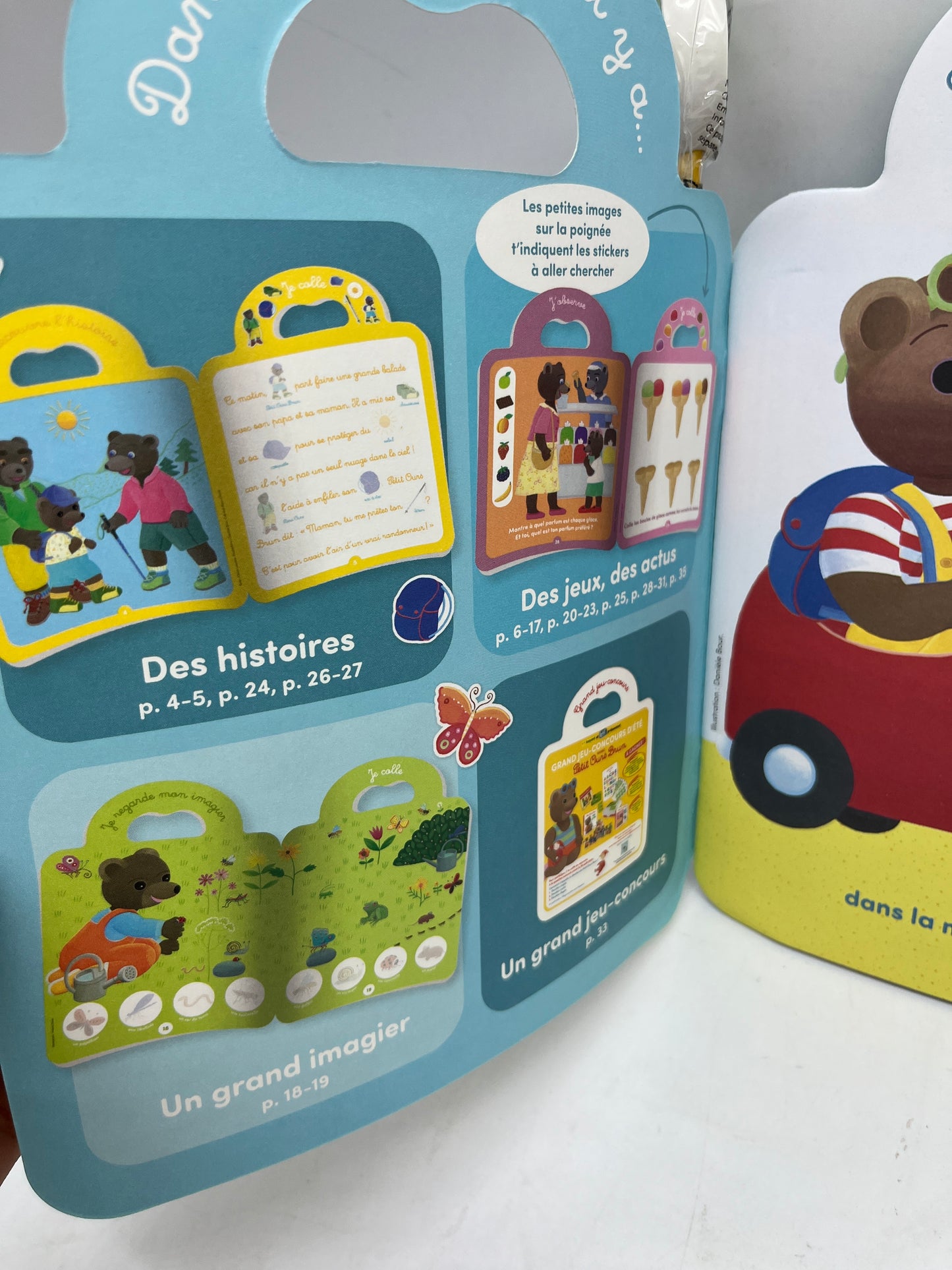 Livre d’activité Magazine Je joue avec Petit ours brun jeux histoire stickers Neuf thème Les vacances ! Jeux activité stickers