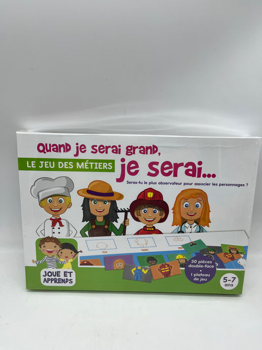 Jeu  de société  Quand je serais grand je serais …Les Métiers Jeu de concentration et observation Neuf