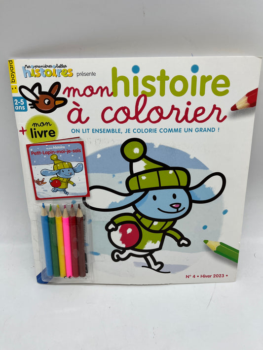 Livre d’activité Magazine Mon histoire à colorier  avec ses crayons de couleurs thèmes hiver Neuf