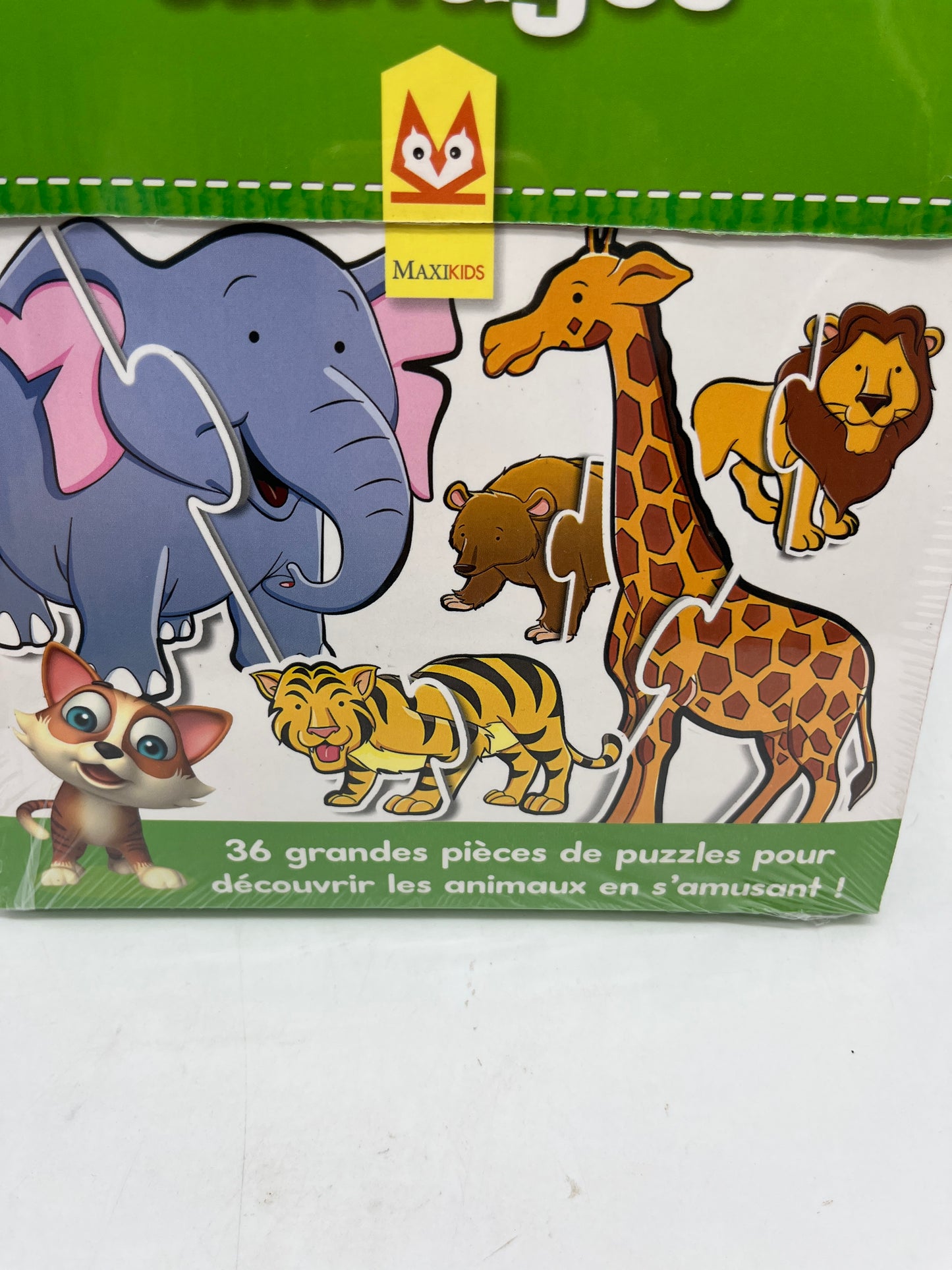 Maxi mallette coffret Puzzle j’assemble  les plus beau animaux sauvages 36 grandes pièces de puzzles doubles face pour apprendre en t’amusant neuf sous blister