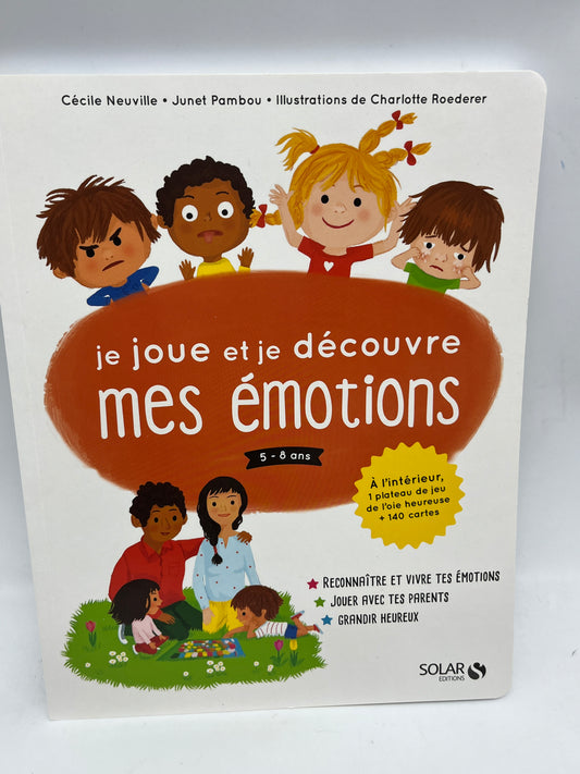 Livre apprentissage je joue et Je découvre  mes émotions  5-8 ans avec son jeu d’oie heurese Solar éditions Neuf