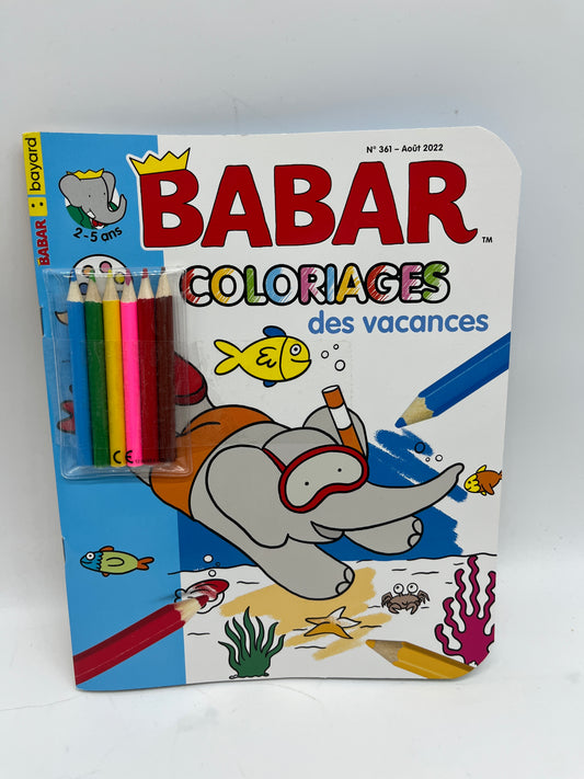 Livre d’activité magazine Babar avec ses crayons de couleur Neuf  prix boutique 5€95