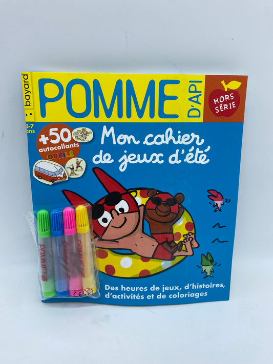 Livre d’activité Magazine Pomme d’api mon cahier jeux d’été avec ses feutres  Neuf