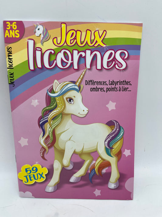 Livre d’activité magazine  Jeux licornes special 3 à 6 ans  Neuf  histoire jeux activités…  prix boutique 5€50