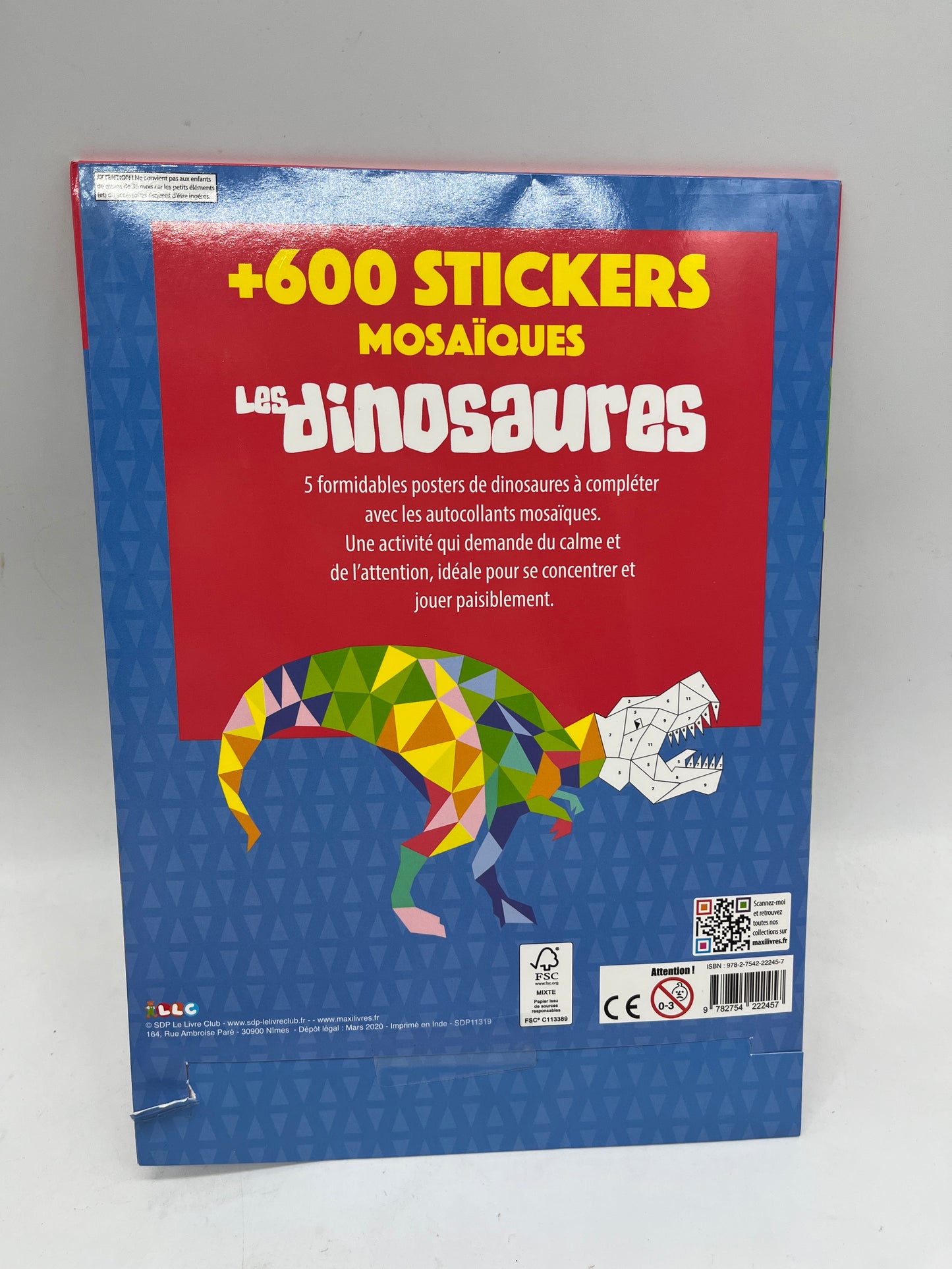 pack d’activités Jeux   600 autocollants Mosaïque Special dino Neuf