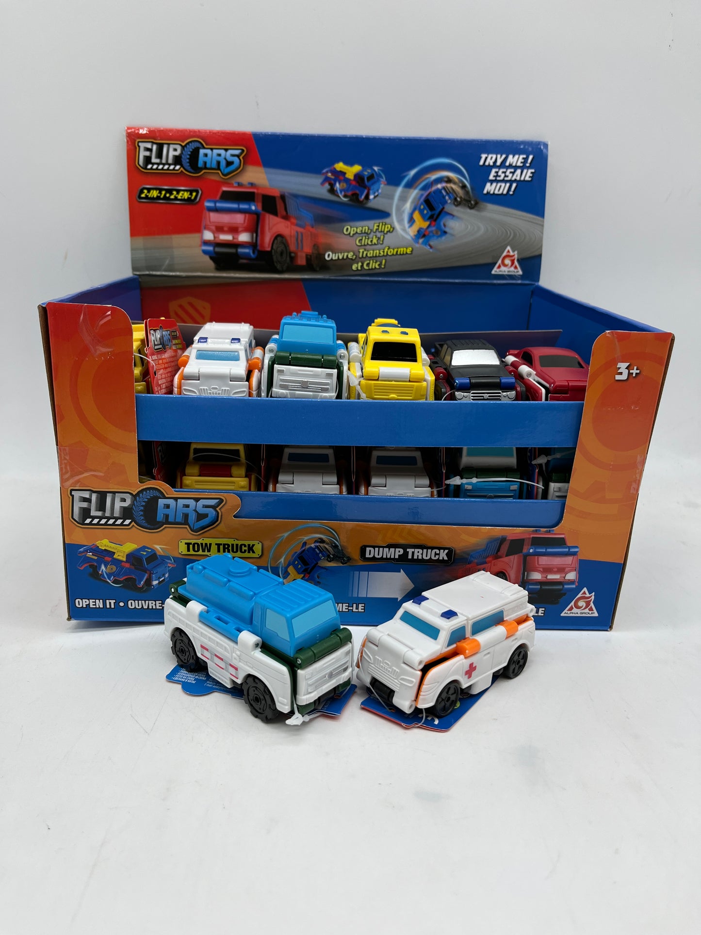 Lot de 2 voitures transformable Flips Cars 2 en 1 Neuf Pack blanc bleu