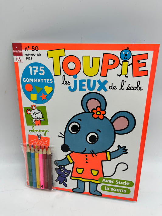 Livre d’activité Magazine TOUPIE les jeux de l’école avec ses 175 gommettes Neuf