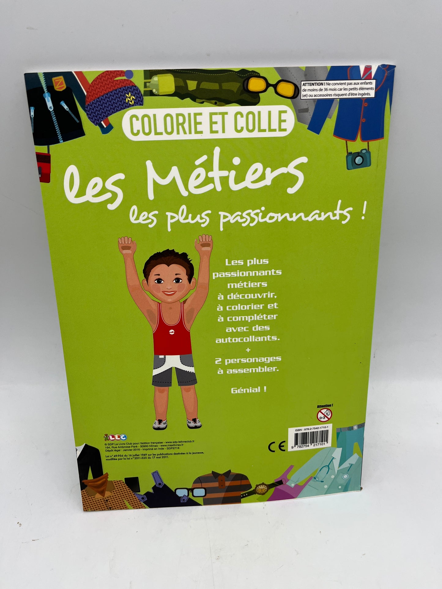 livre d’activité Je colle je colorie Thème les métiers les plus passionnants Neuf