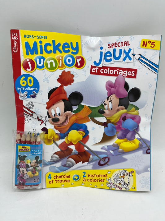 Livre d’activité Magazine disney Mickey junior jeux  hors série avec ses crayons de couleurs  Neuf