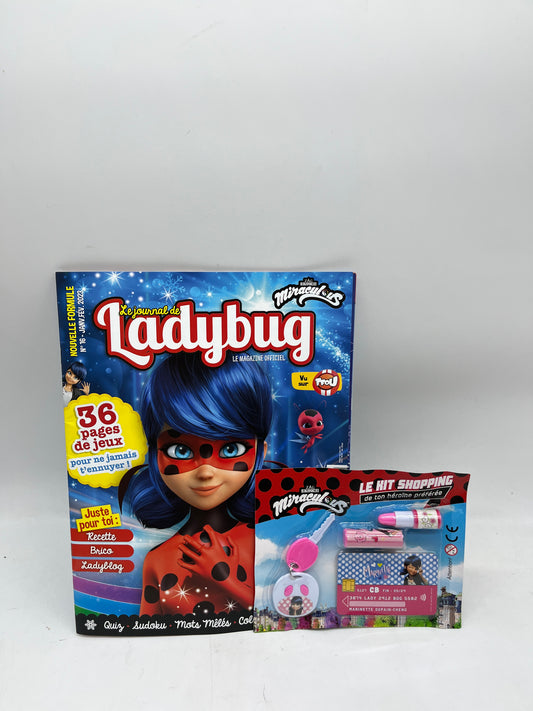 livre d’activité Magazine Miraculous ladybug avec son kit shopping carte bleue rouge à lèvres Neuf !