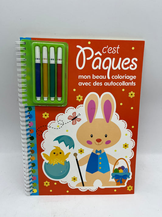 Livre d’activité C’est  Pâques mon beau coloriage avec  ces 4 feutres et gommettes Neuf