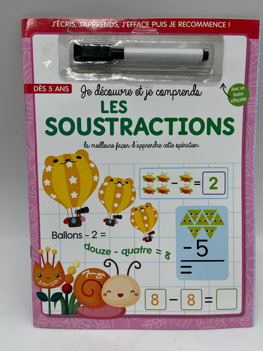 livre d’activité exercice Les soustractions avec son marqueur Neuf Methode Boscher Neuf